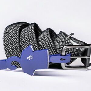 NWT ORIGINAL PENGUIN Stretch Belt Genuine Leather Woven Black Men's Size M 34-36